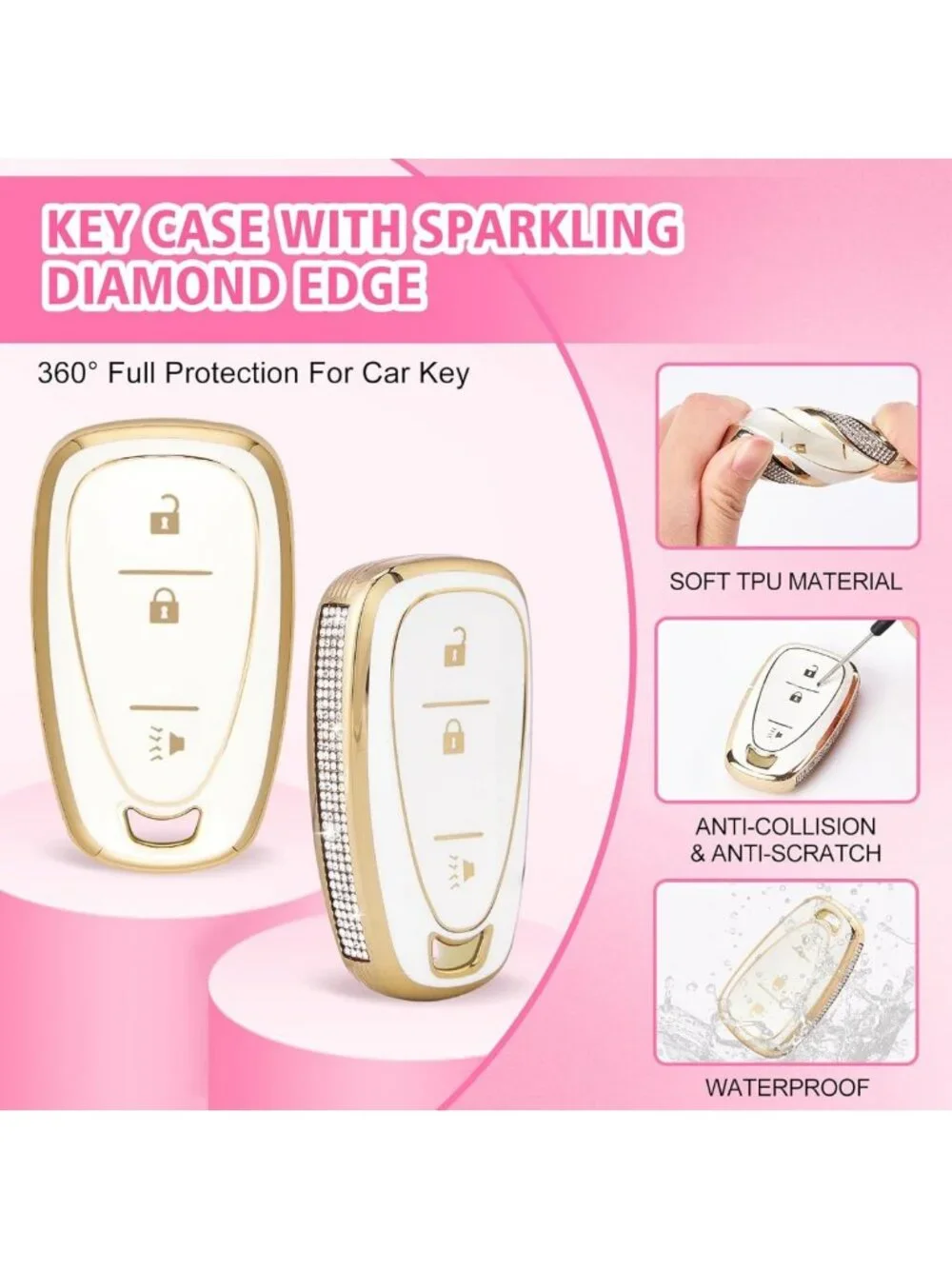 Stylish Diamond Edge TPU Key Fob Cover for Chevy Spark, Equinox, Traverse & Trax